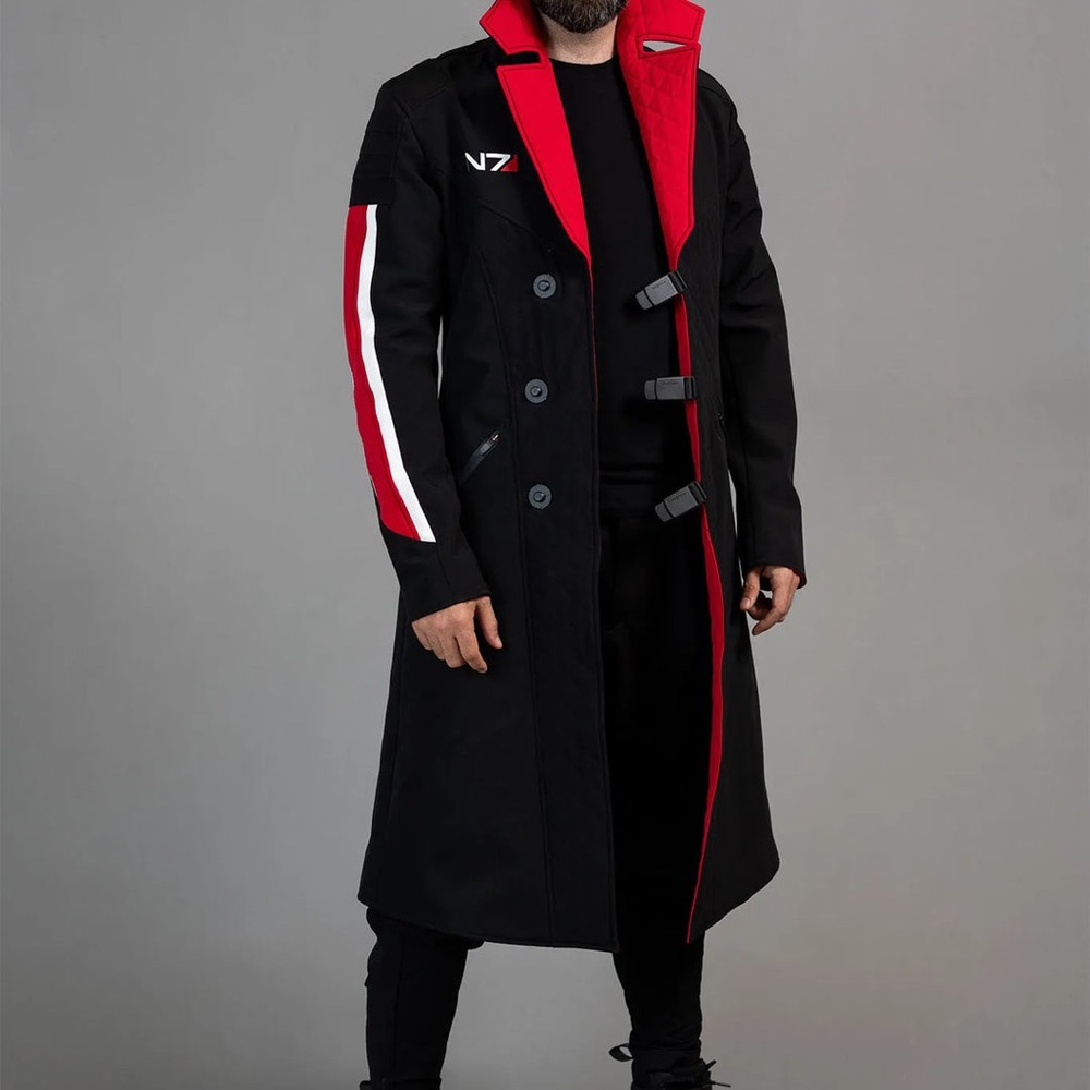 New Men's Mass Effect N7 Trench Coat x Volante Waterproof Jacket Coat